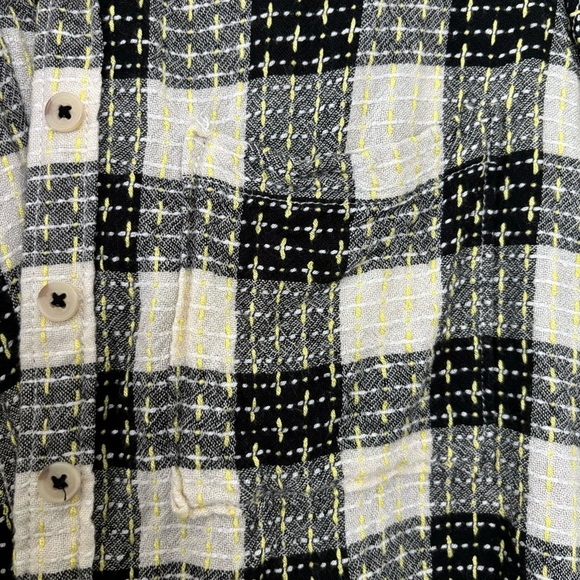Anthropologie Pilcro Breezy Button Down Black Plaid Buffalo Top Blouse Size S - Picture 14 of 14